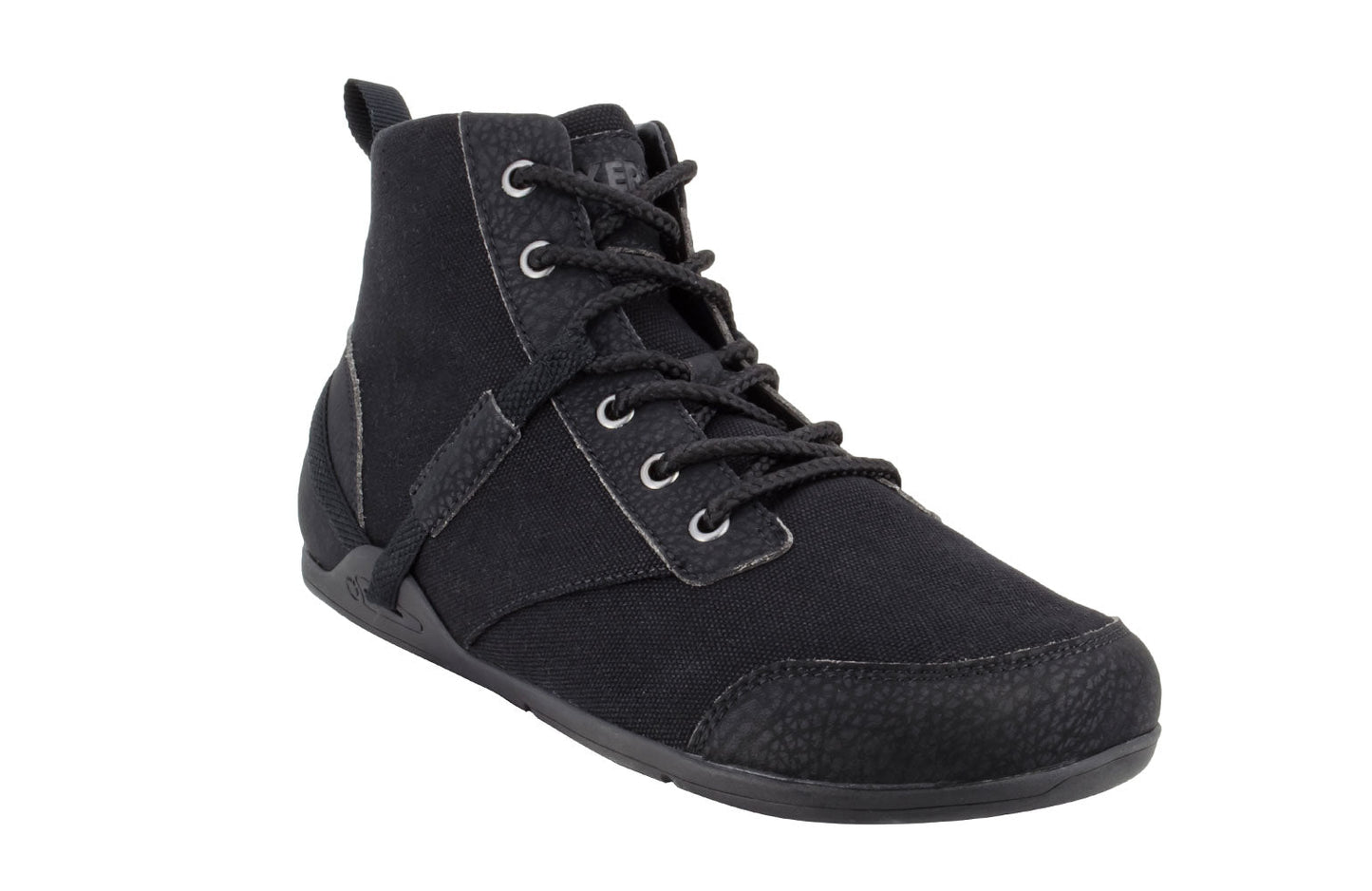 Xero Shoes Denver herre støvle i sort, minimalistisk design til barfodet komfort, med vandafvisende canvas og flad sål til naturlig fodbevægelse