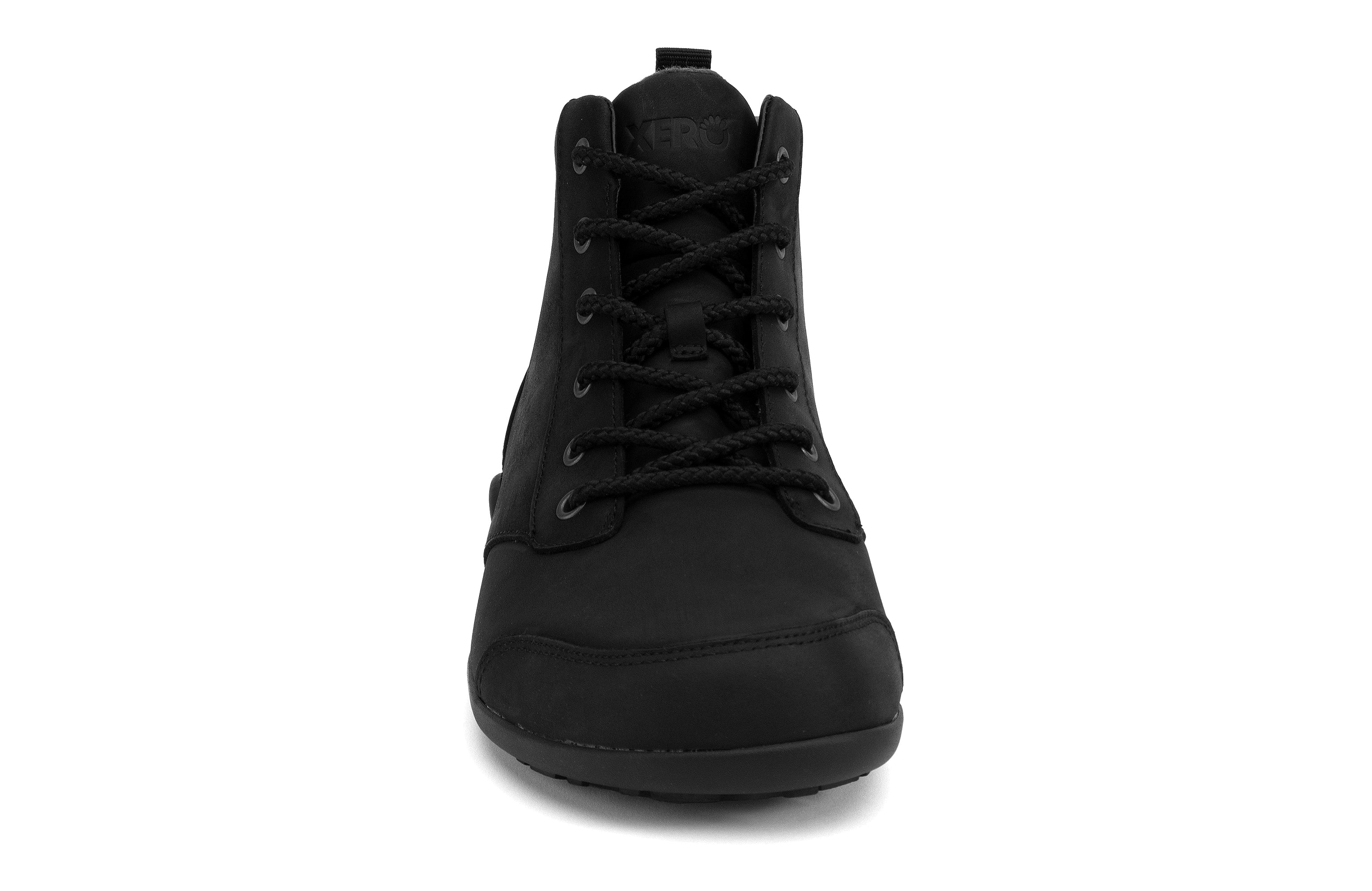 Xero Shoes Denver Leather barfods vinterstøvler til mænd i farven black, forfra