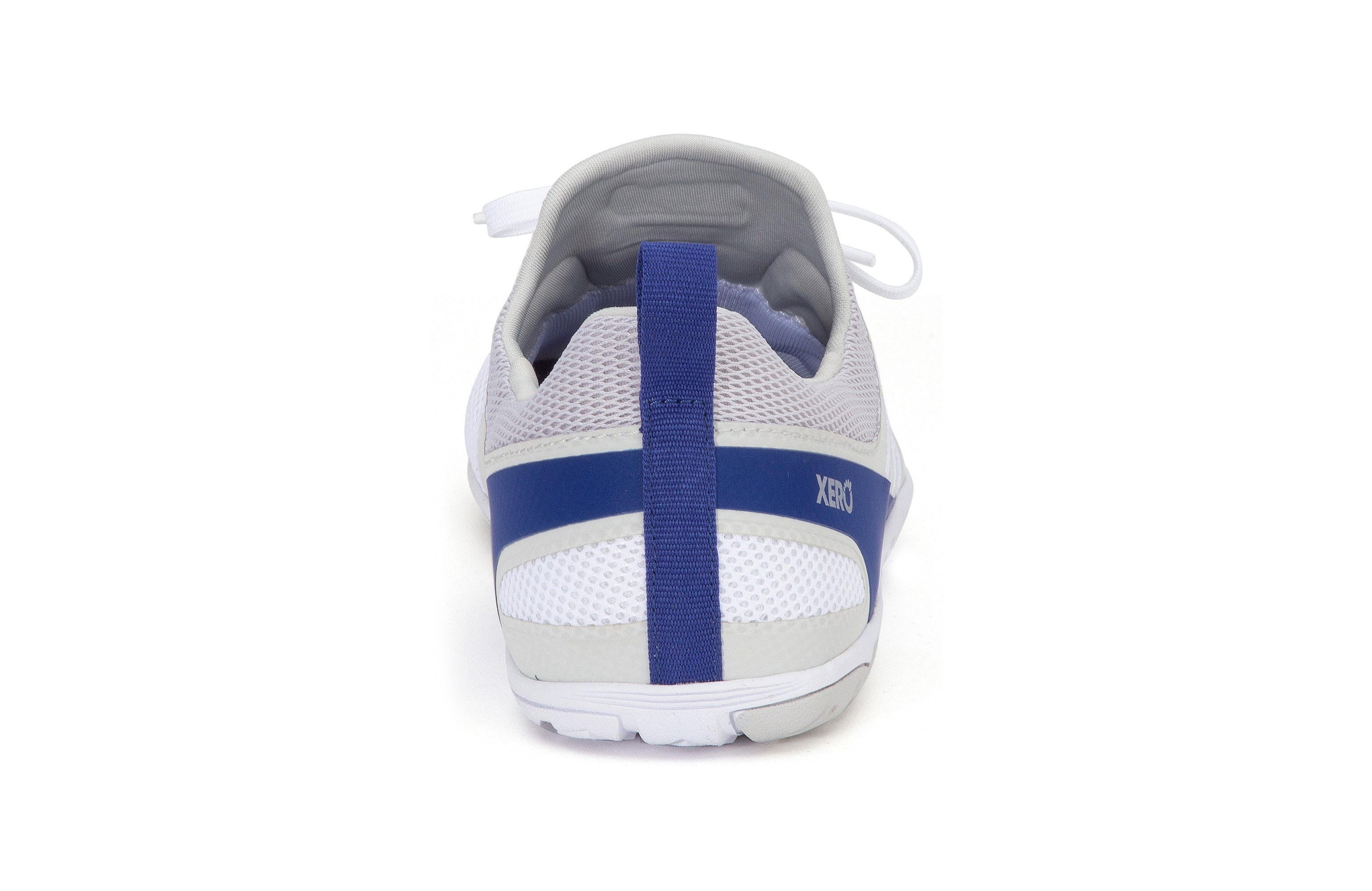 Xero Shoes Forza Runner Mens barfods løbesko til mænd i farven white / sodalite blue, bagfra