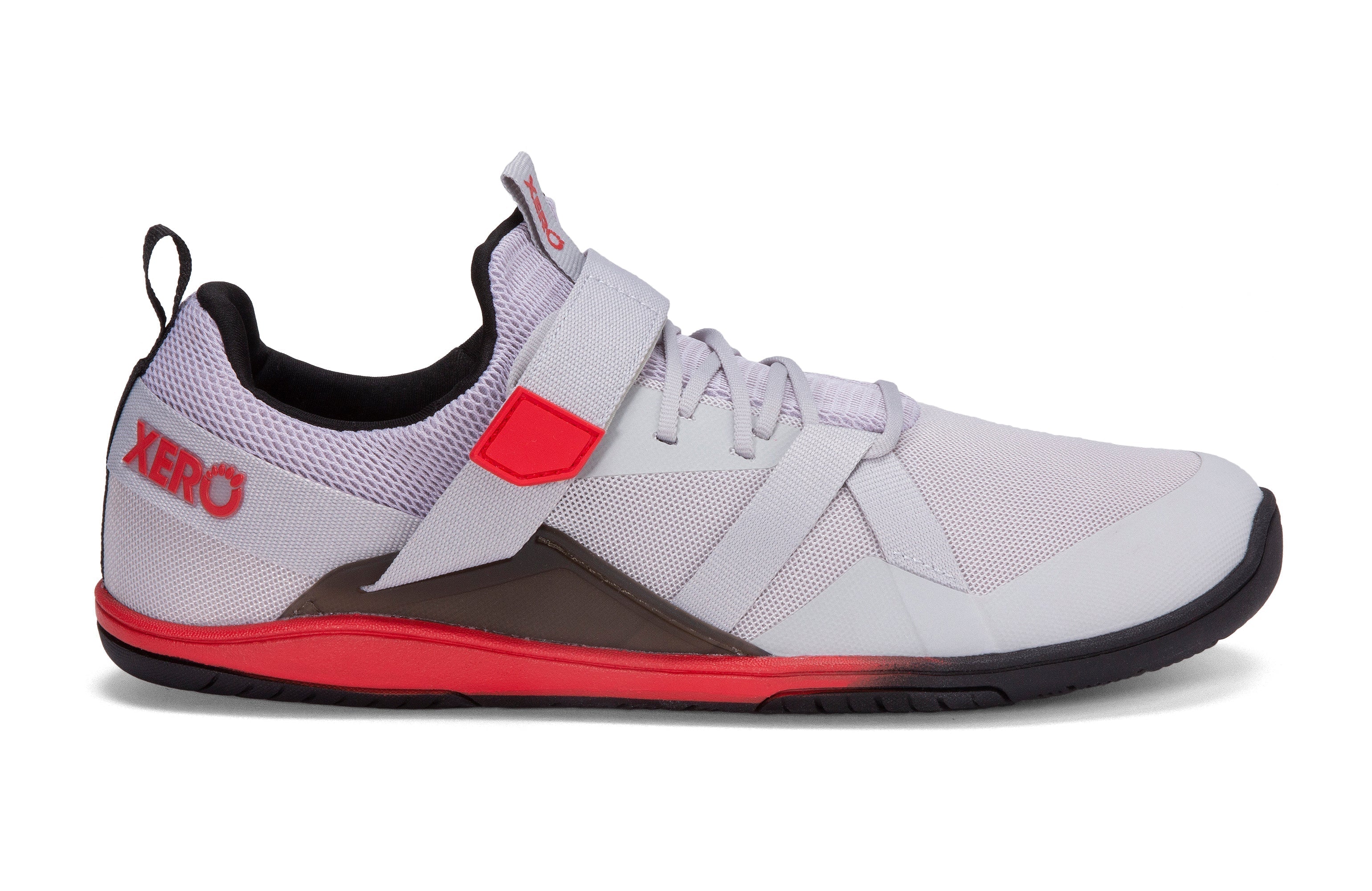 Xero Shoes Forza Trainer Mens barfods træningssko til mænd i farven micro gray / red, yderside