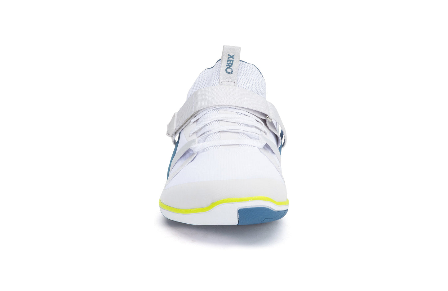 Xero Shoes Forza Trainer Mens barfods træningssko til mænd i farven white / blue sapphire, forfra