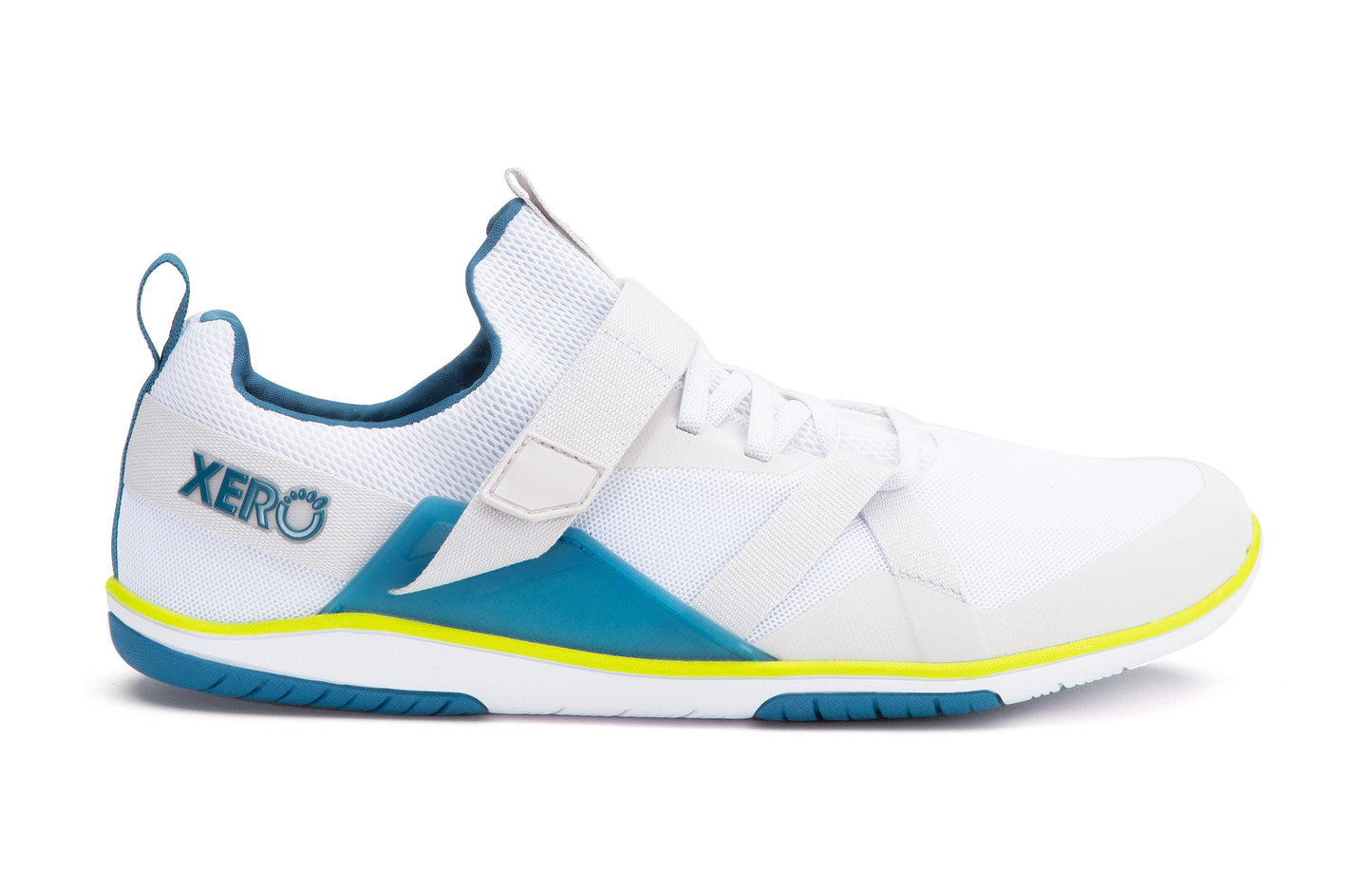 Xero Shoes Forza Trainer Mens barfods træningssko til mænd i farven white / blue sapphire, yderside