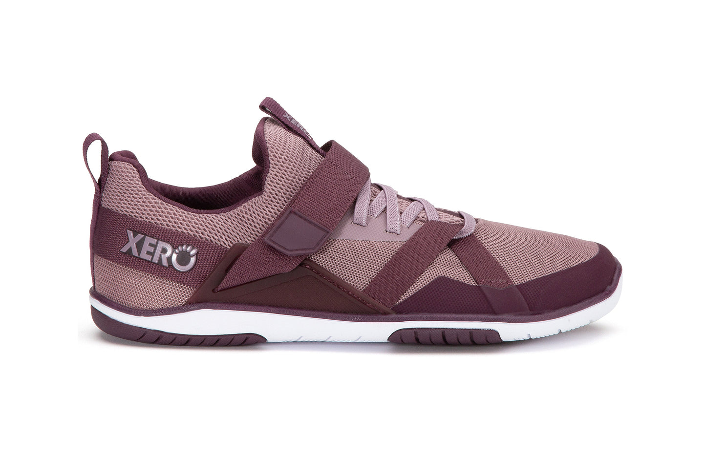 Xero Shoes Forza Trainer Womens barfods træningssko til kvinder i farven elderberry / fig, yderside