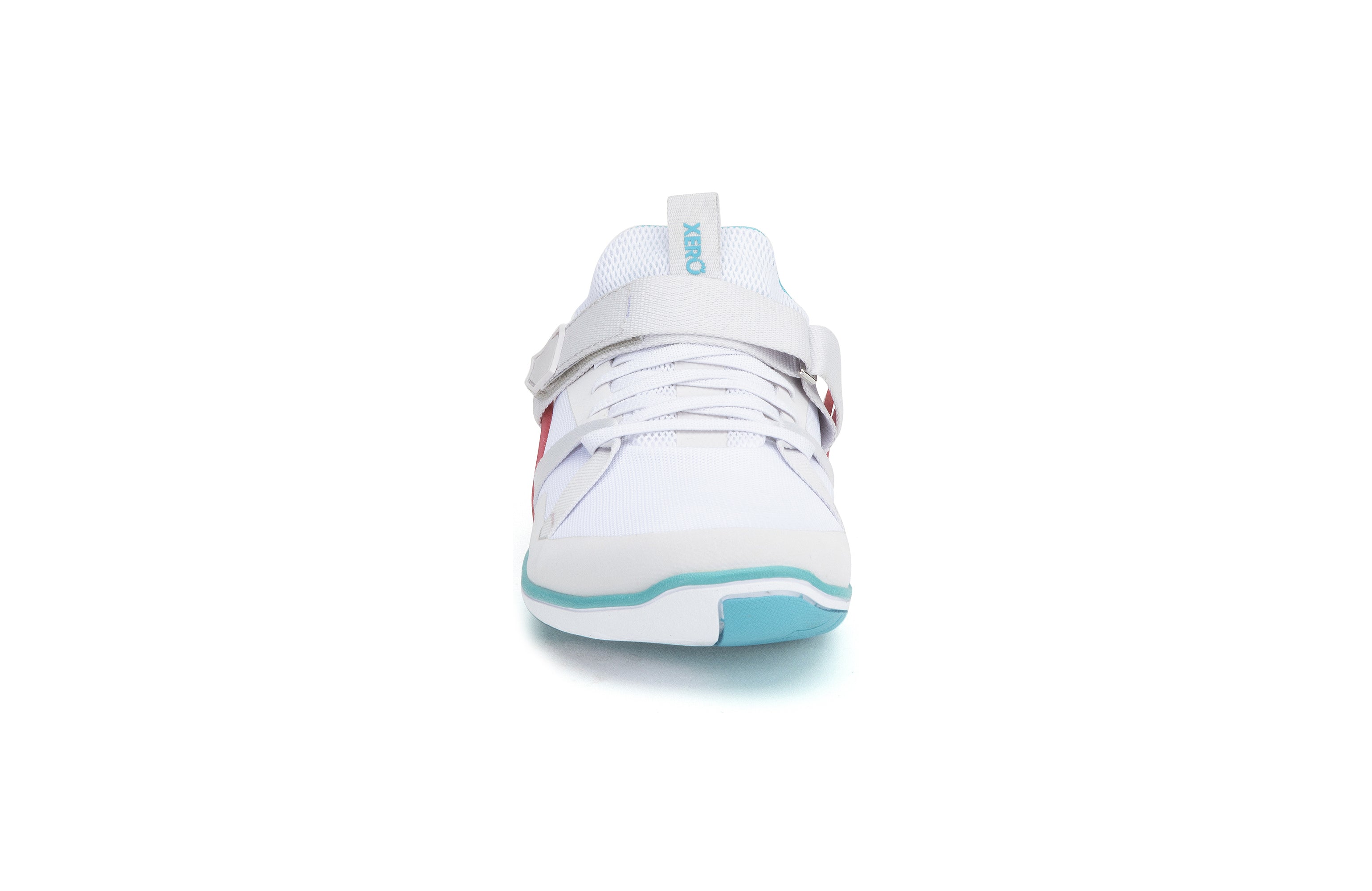 Xero Shoes Forza Trainer Womens barfods træningssko til kvinder i farven white / scuba blue, forfra