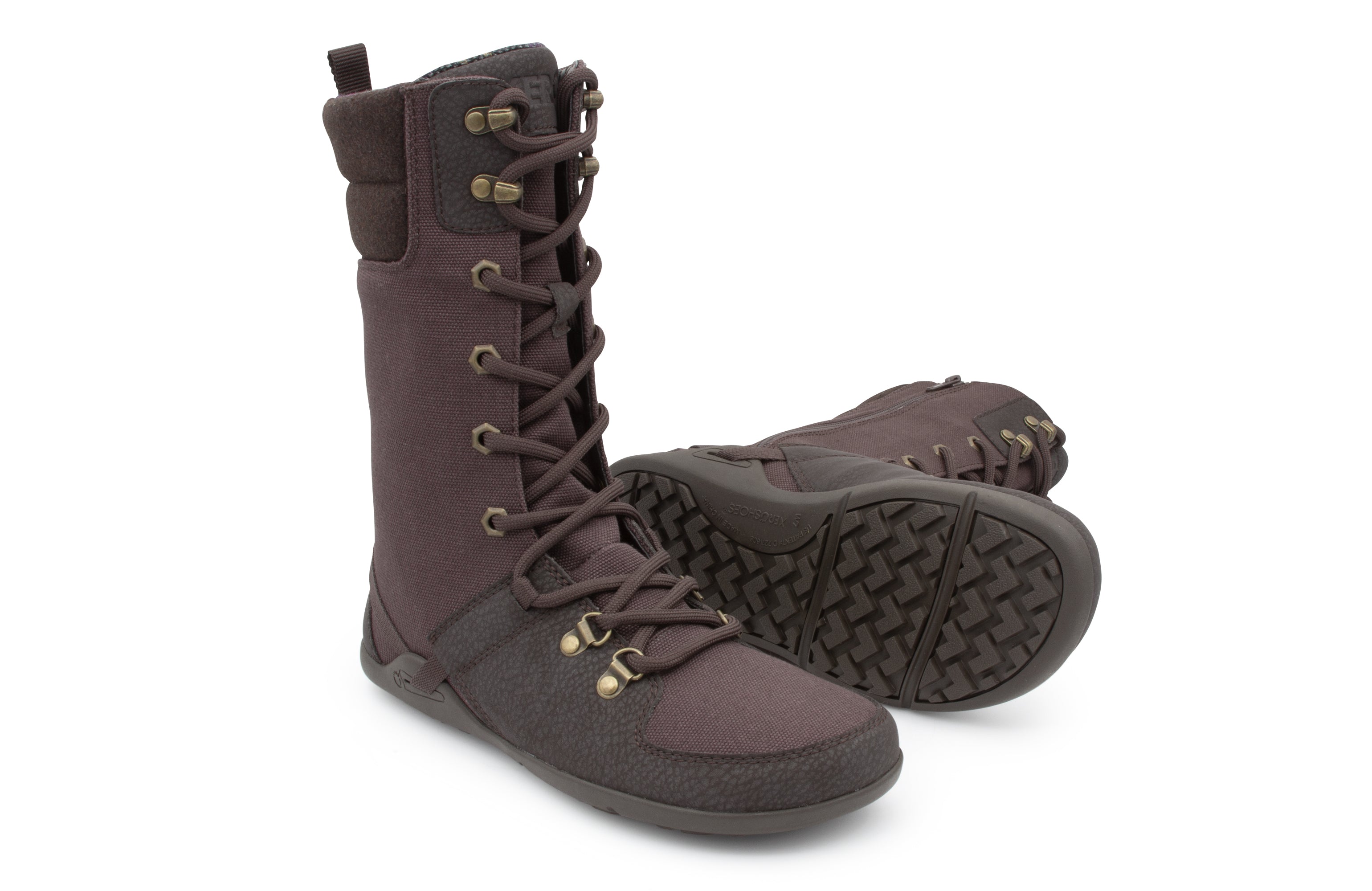 Xero Shoes Mika barfods vinterstøvler til kvinder i farven chocolate plum, par