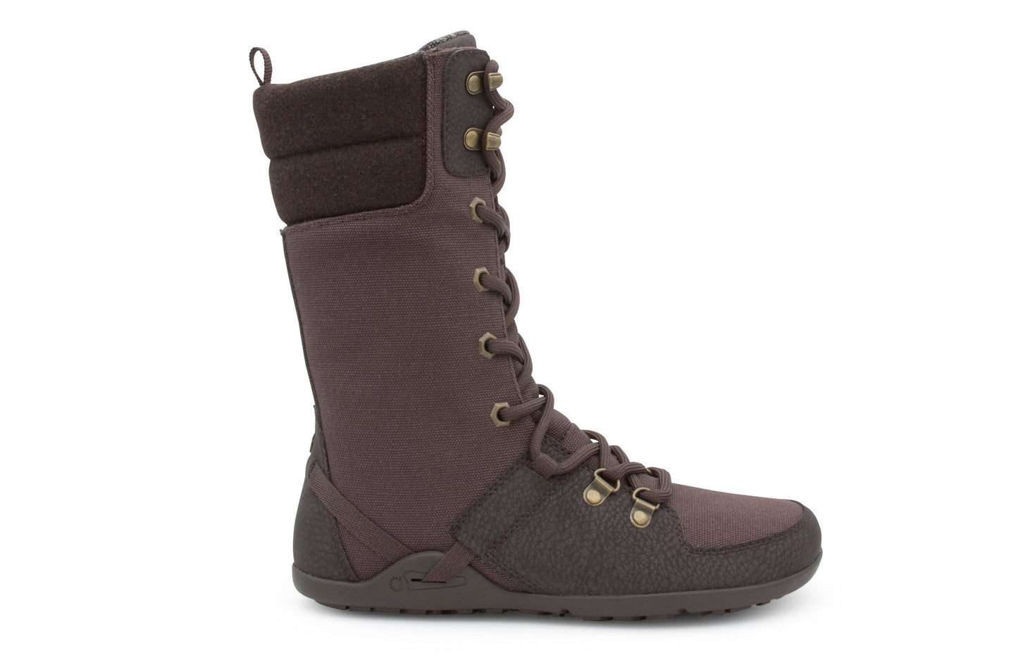 Xero Shoes Mika barfods vinterstøvler til kvinder i farven chocolate plum, yderside