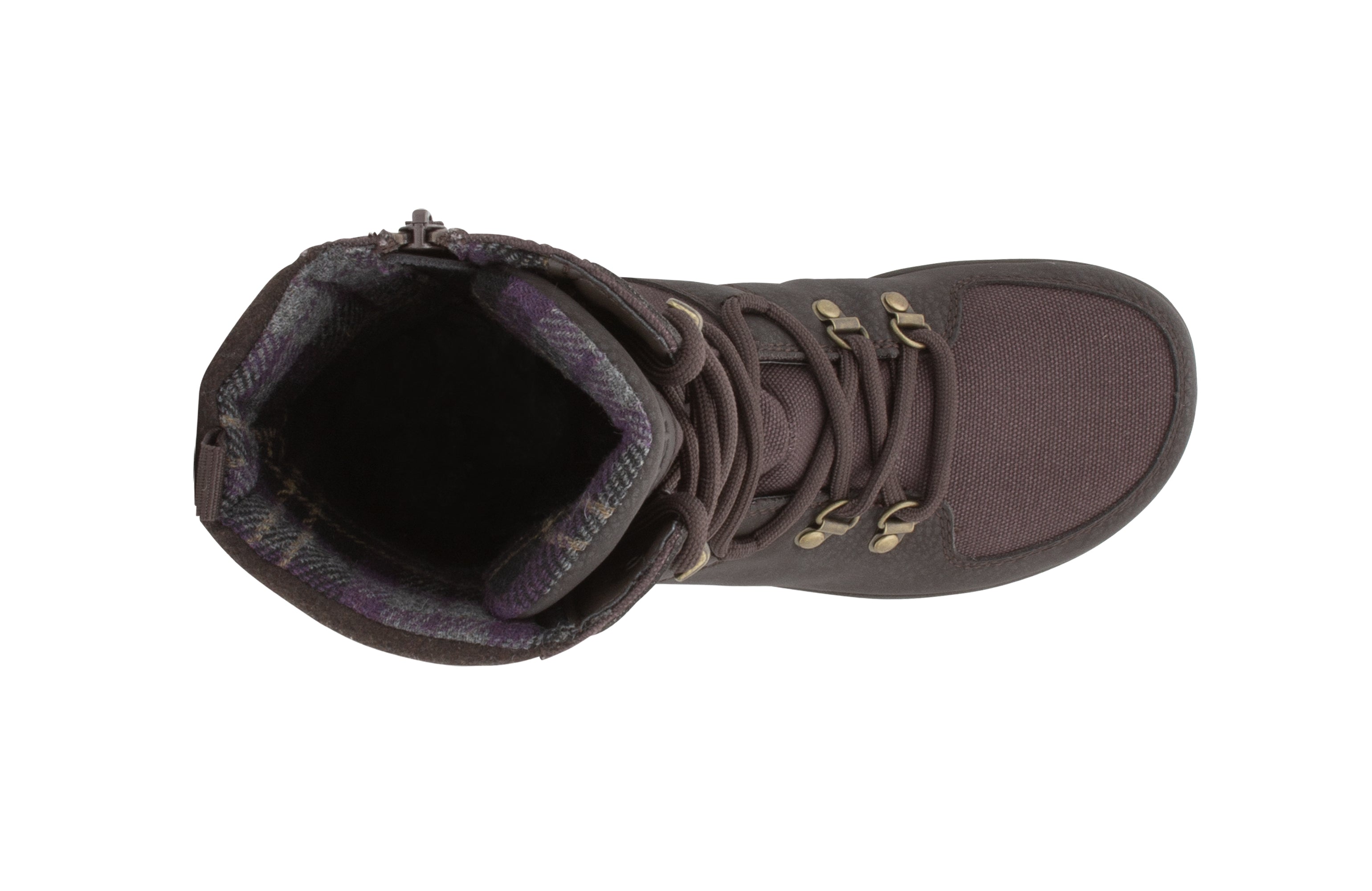 Xero Shoes Mika barfods vinterstøvler til kvinder i farven chocolate plum, top