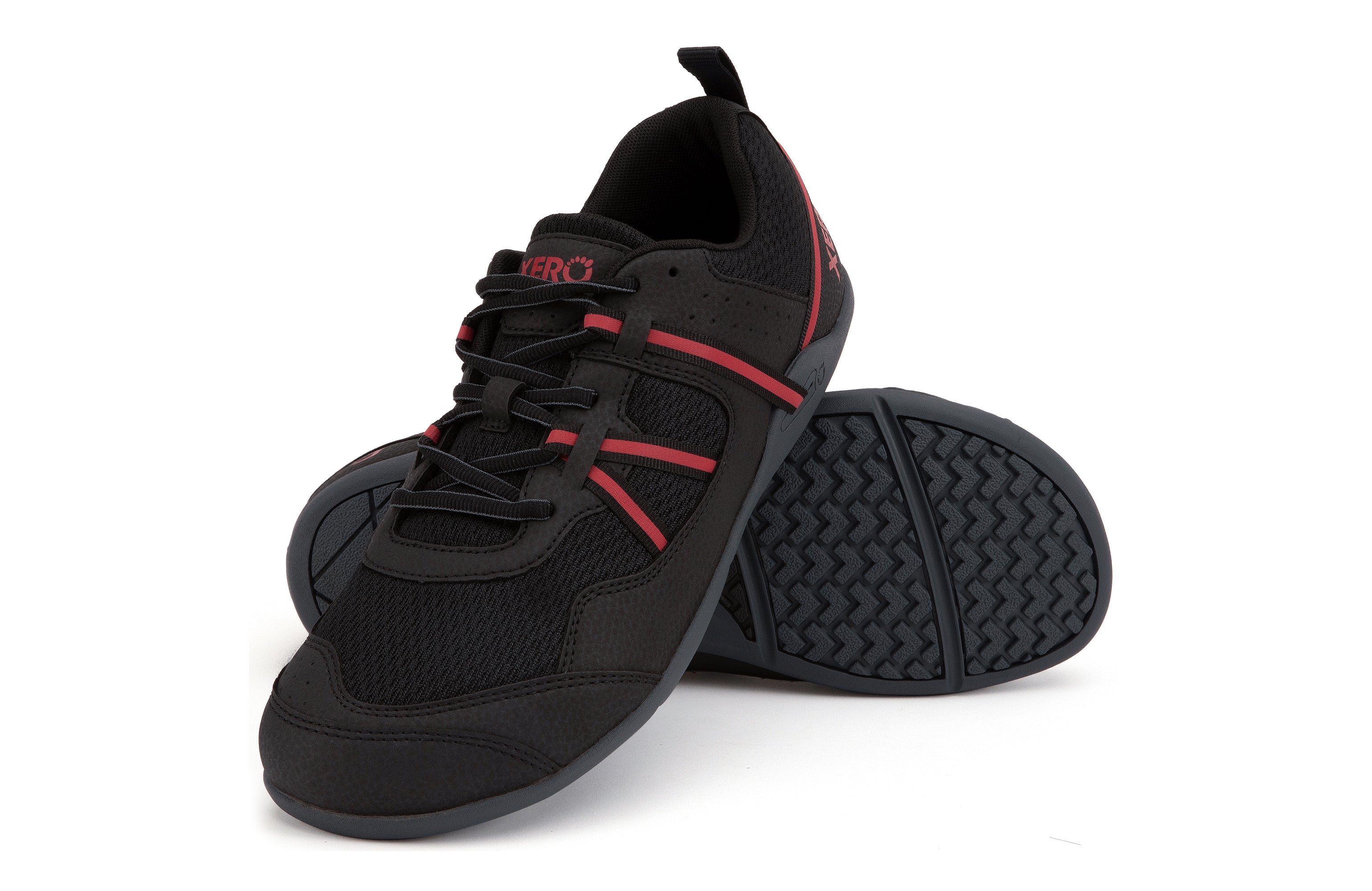 Xero Shoes Prio barfods løbesko/træningssko til mænd i farven black / samba red, par