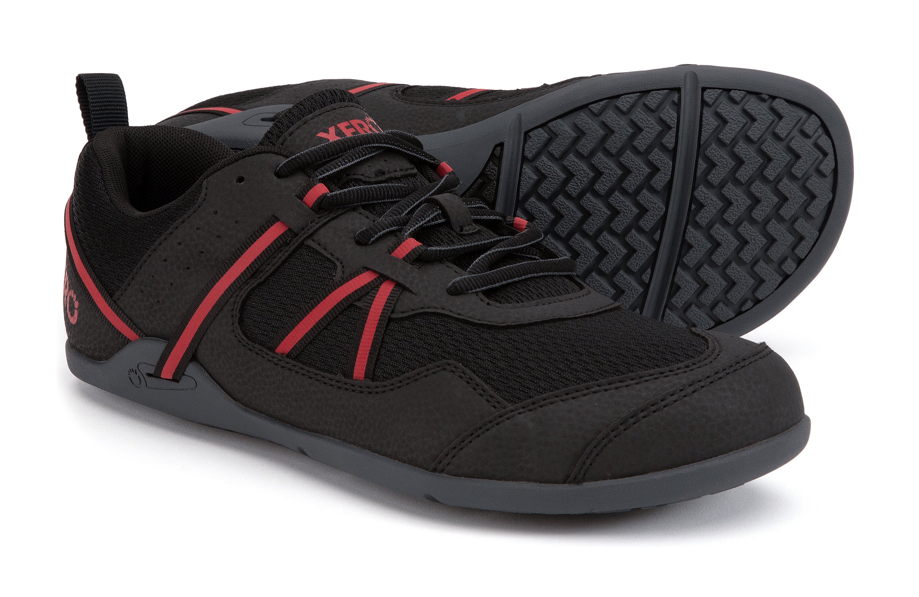 Xero Shoes Prio barfods løbesko/træningssko til mænd i farven black / samba red, par