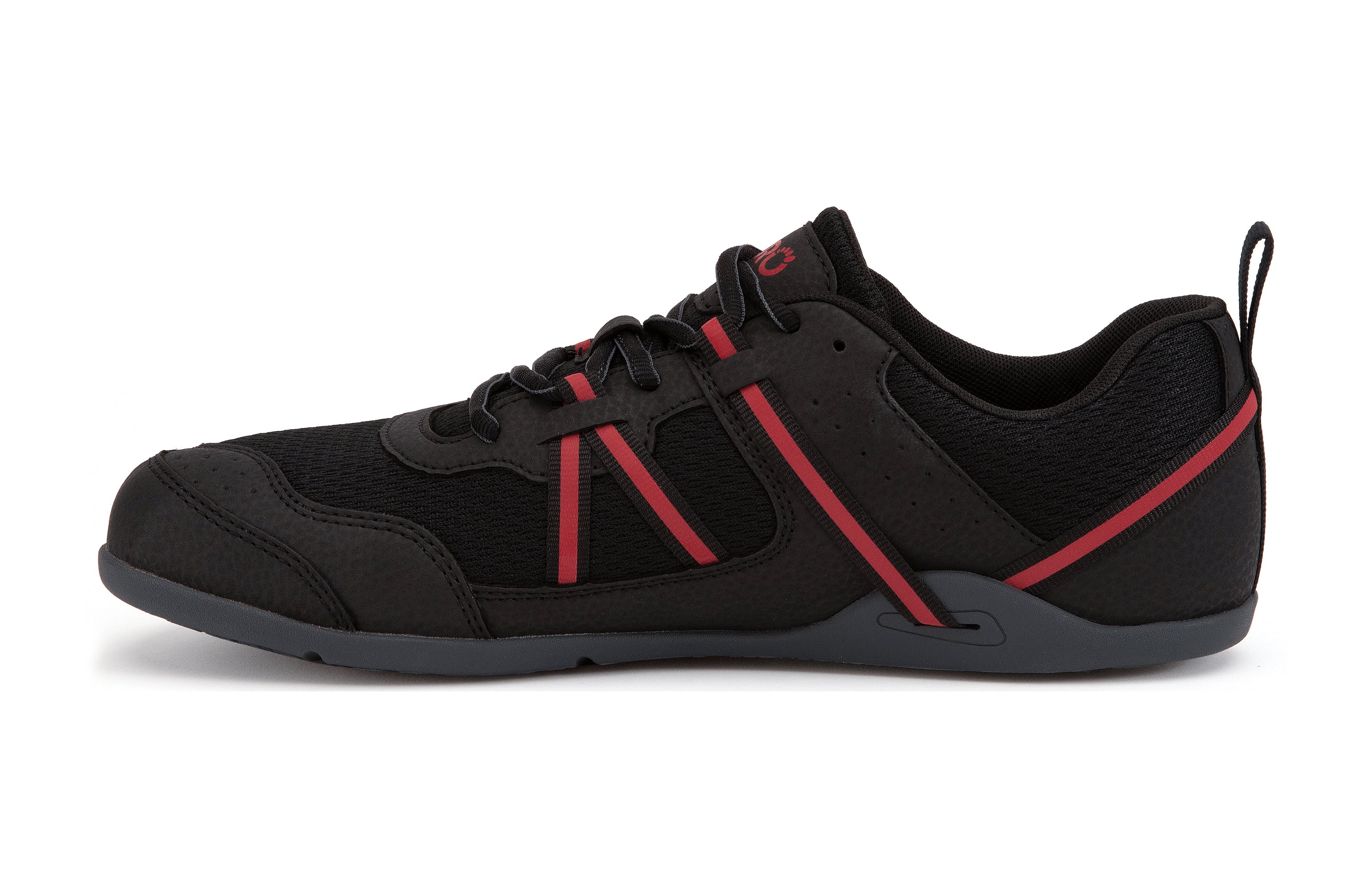 Xero Shoes Prio barfods løbesko/træningssko til mænd i farven black / samba red, inderside
