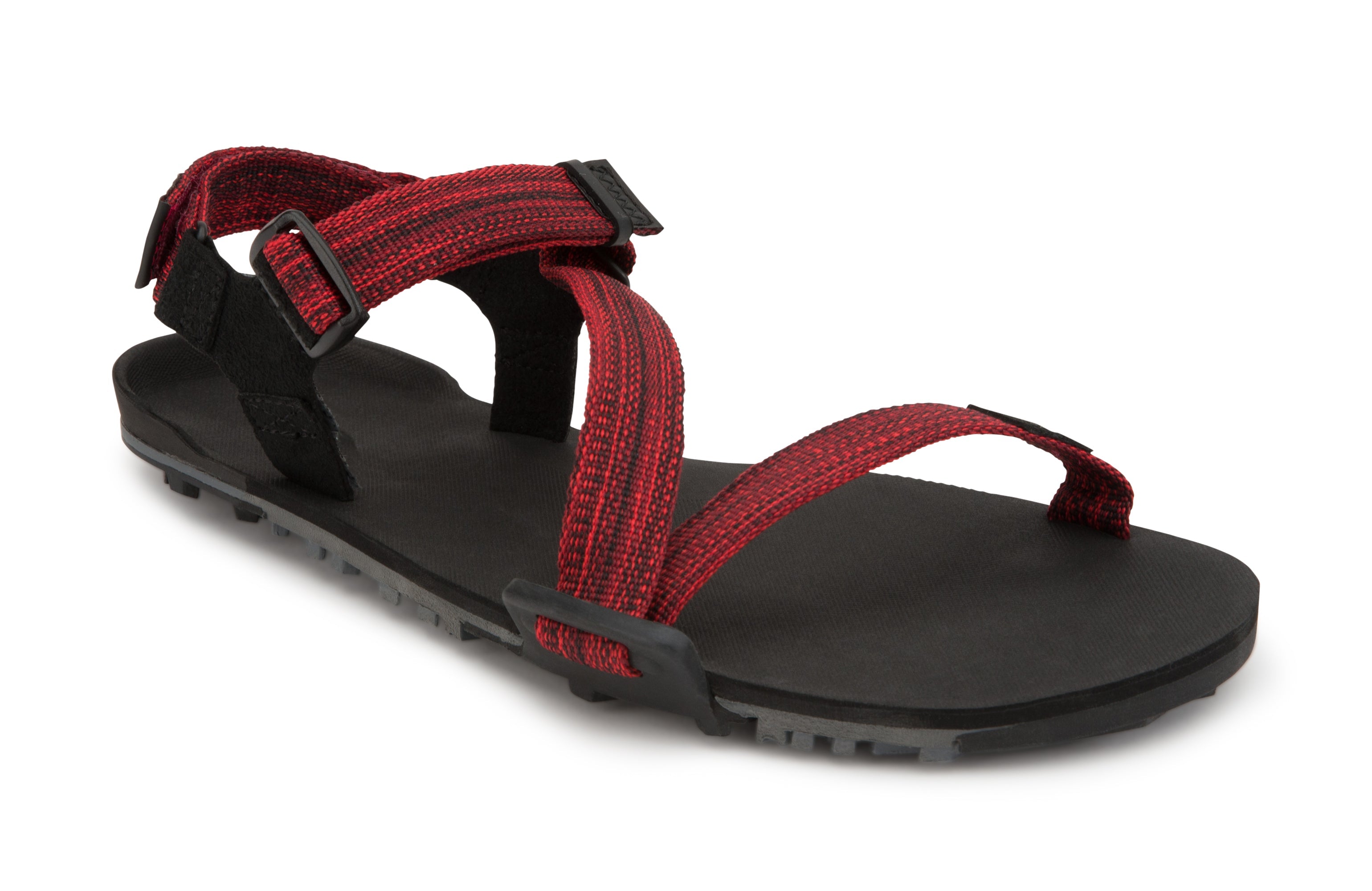Xero Shoes Z-Trail EV Mens barfods vandresandaler til mænd i farven red, vinklet