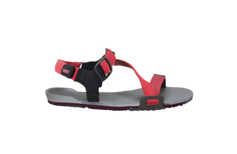 Xero Shoes Z-Trail Kids barfods sandaler til børn i farven red pepper, yderside