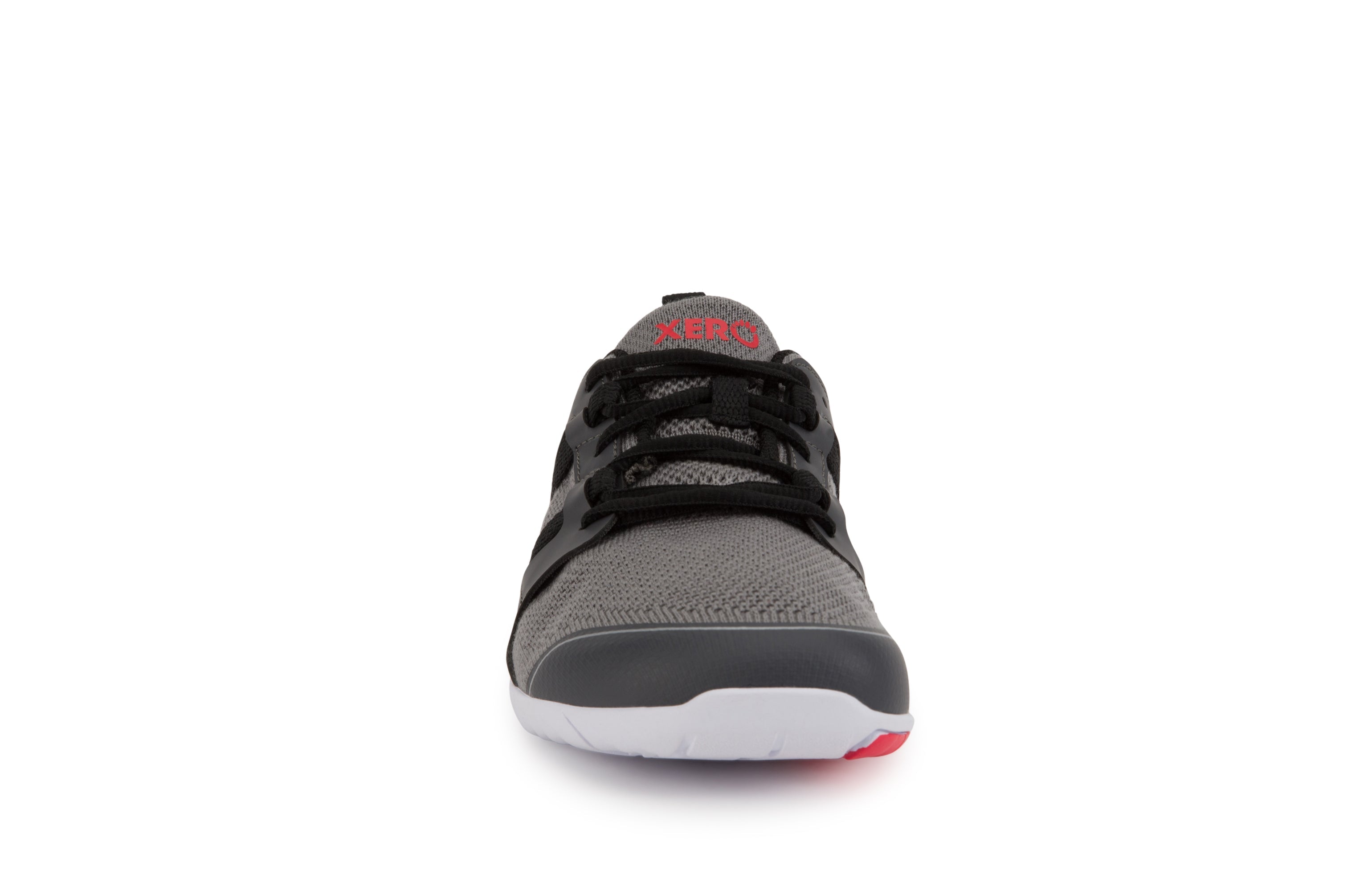 Xero Shoes Zelen Mens barfods sneaker træningssko til mænd i farven dark gray / red, forfra