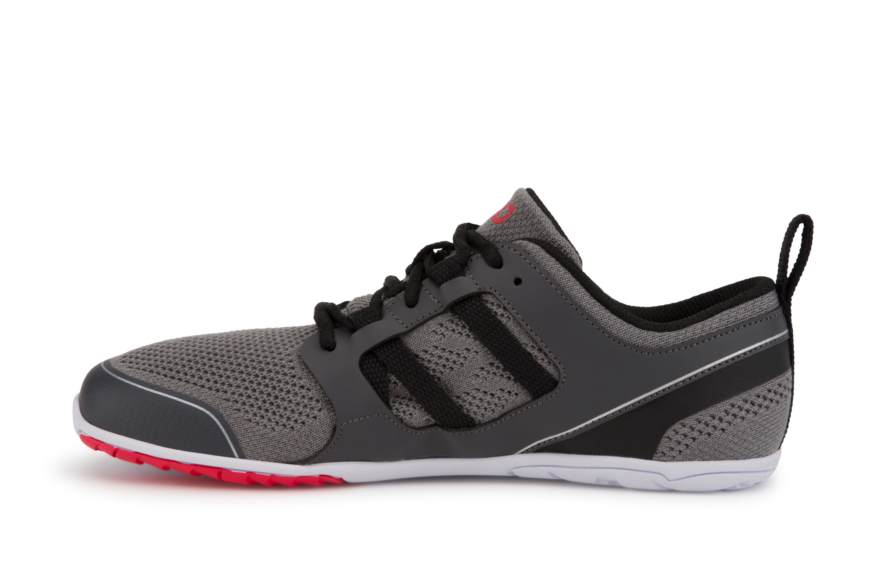 Xero Shoes Zelen Mens barfods sneaker træningssko til mænd i farven dark gray / red, inderside