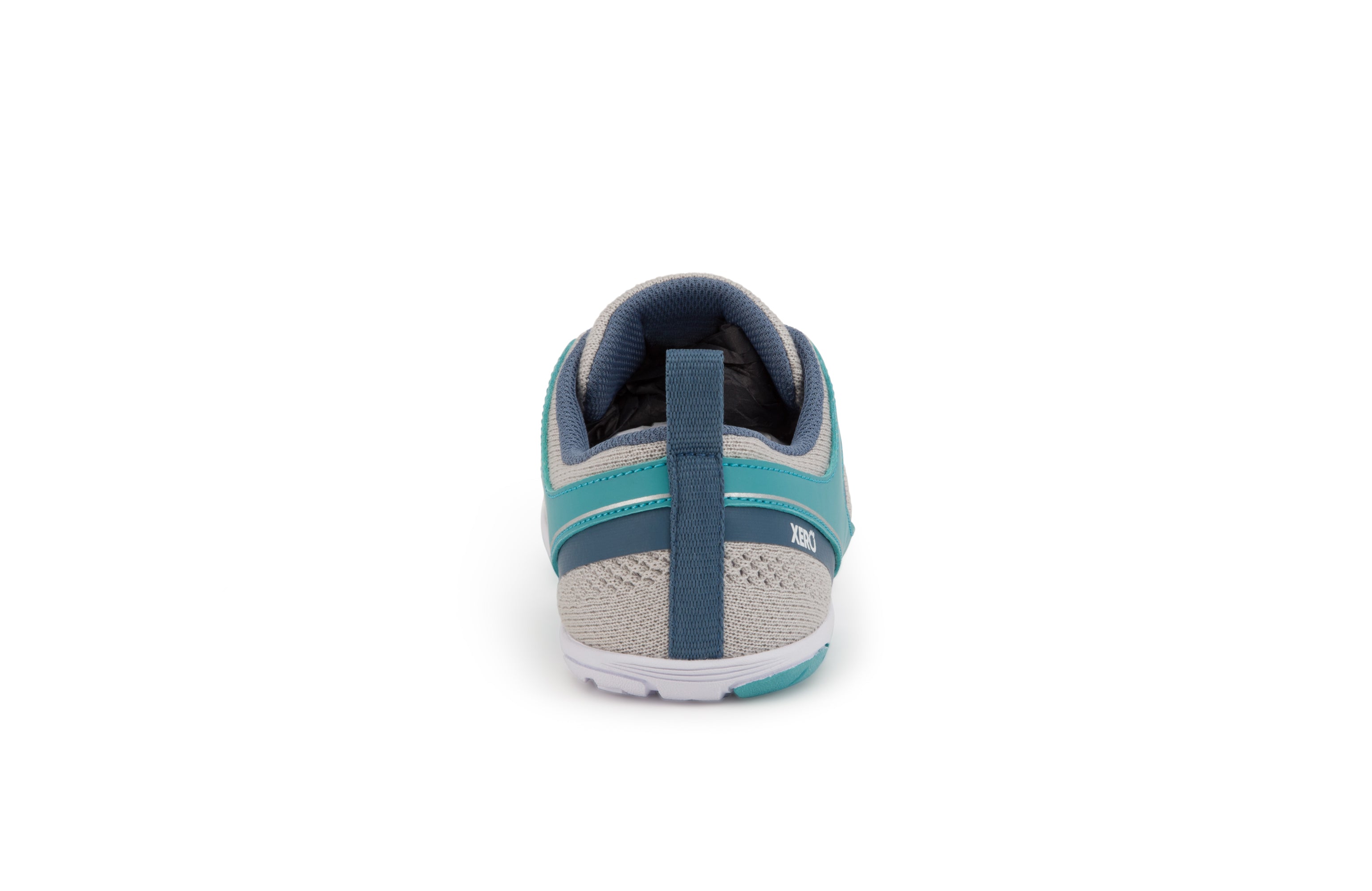 Xero Shoes Zelen Womens barfods træningssko til kvinder i farven cloud / porcelain blue, bagfra