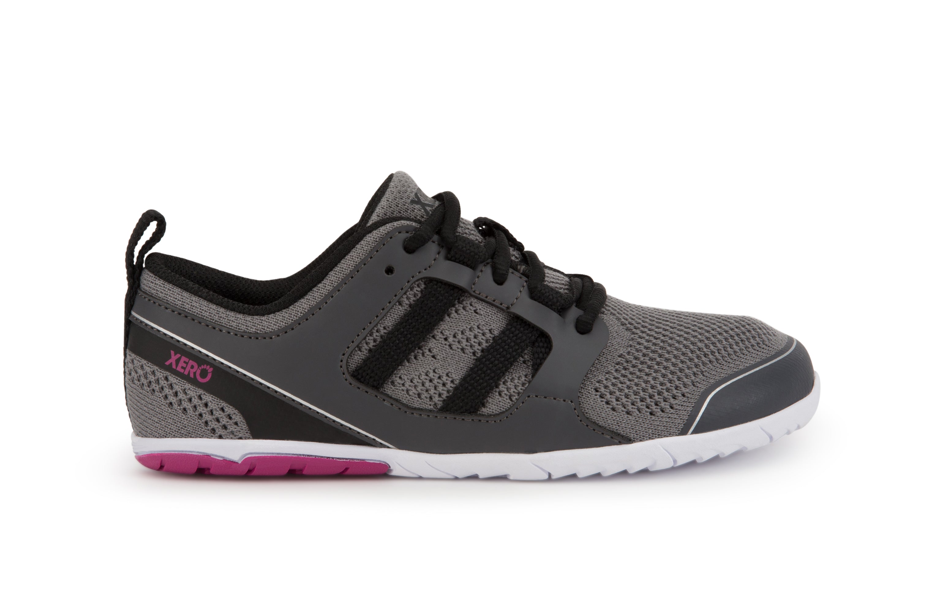 Xero Shoes Zelen Womens barfods træningssko til kvinder i farven steel gray / fuchsia, yderside