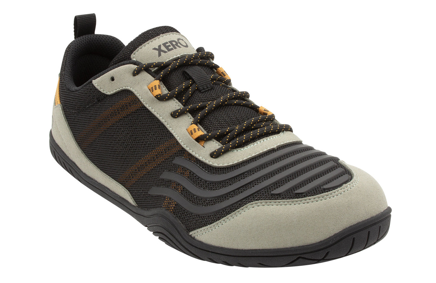 Xero Shoes 360° Mens barfods træningssko til mænd i farven olive gray, vinklet